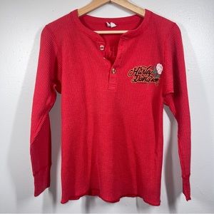 Vintage womens XS Harley Davidson thermal shirt roses Binghamton New York